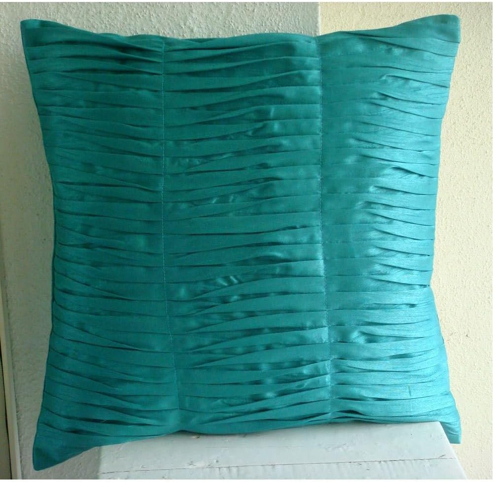 The HomeCentric Pillow Covers, Mango Yellow Pillow Cover, Textured Pintucks Pillowcases, 18x18 inch (45x45 cm) Square Silk Pillow Cover Couch, Modern Pillow, Solid - Mango Souffle