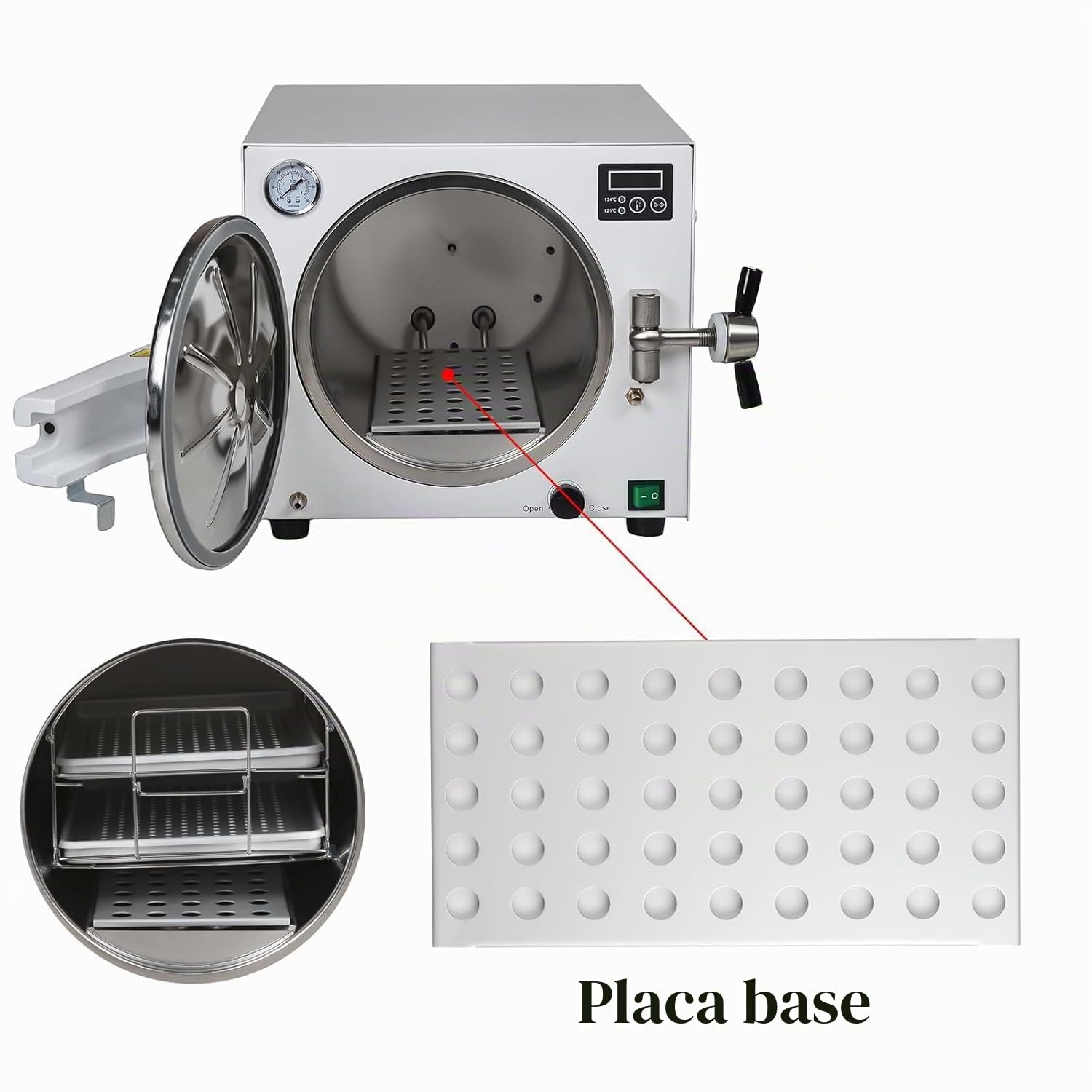 Máquina de autoclave de laboratorio de esterilizadores de autoclave de 18L, autoclave de esterilizador de 1100W para herramientas, esterilizador de vapor de alta temperatura de 110V con pantalla digit