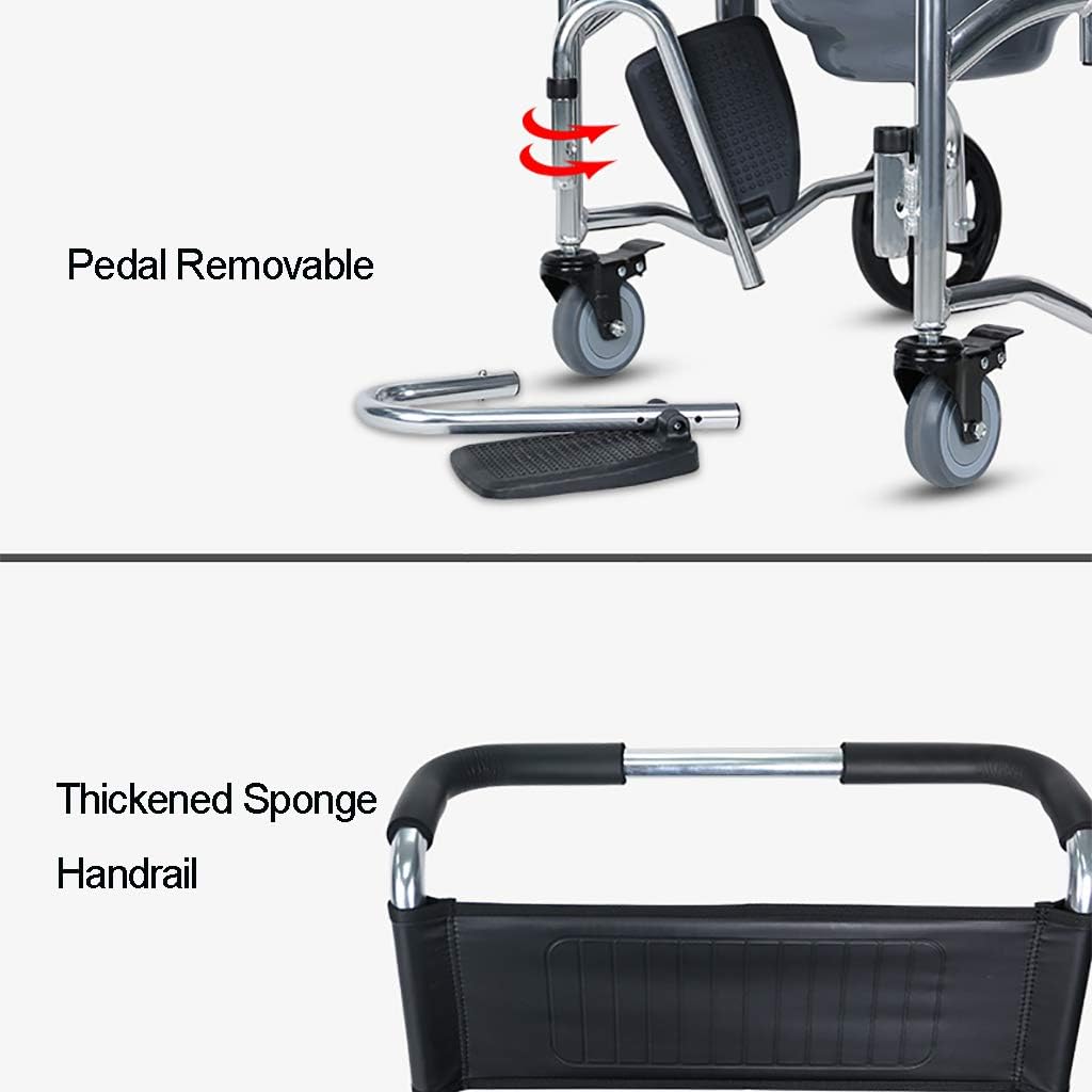 Medical Wheeled Detachable Commode Chair/Senior Bath Chair/Wheelchair with Brake Transport Chair