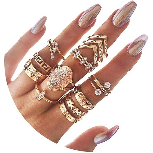 CSIYANJRY99 Gold Finger Rings for Women,Gold Knuckle Rings Set for Women Boho Vintage Finger Jewelry Stackable Midi Rings Multiple Rings Bulk Pack