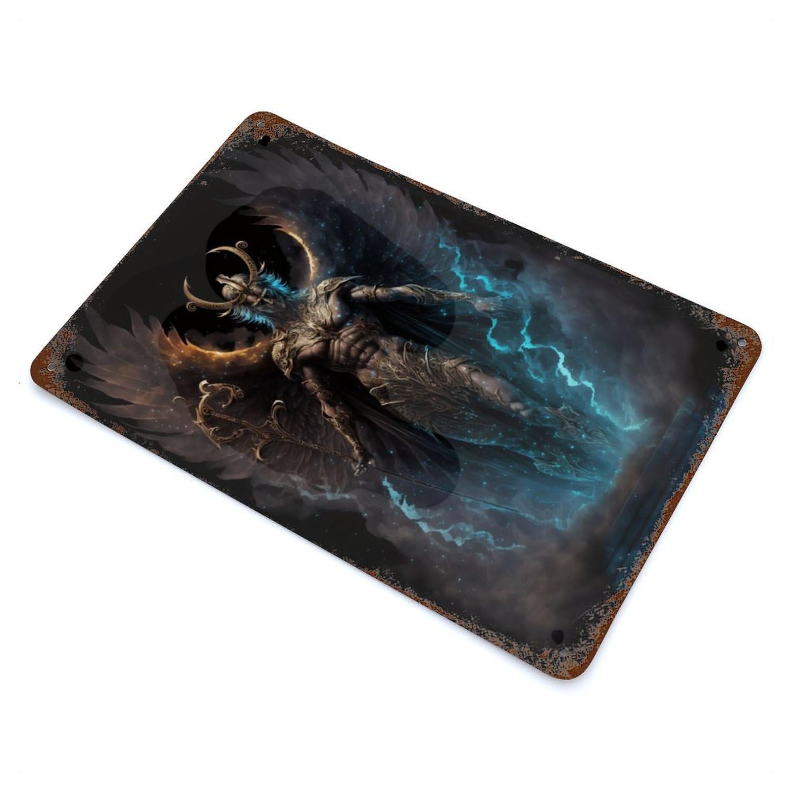 Garage Style Tanatos The God of Death Vintage Rust Metal Sign 11.8"x7.9", Rustic Home Decor for Bar And Workshop
