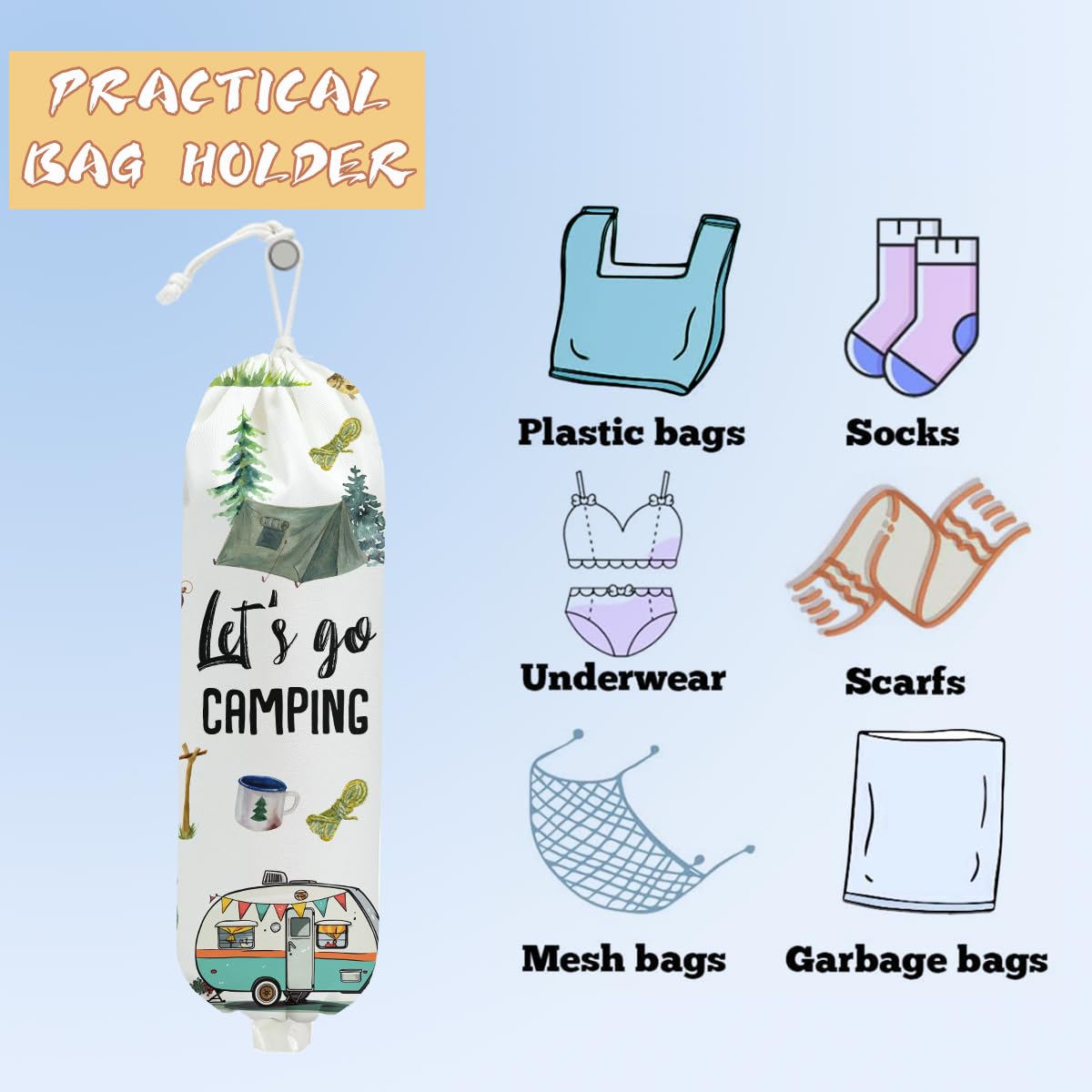 Soporte para bolsas de plástico para camping, soporte de pared para bolsa de almacenamiento de plástico, accesorios de caravana para organizador de almacenamiento interior, bolsas de comestibles