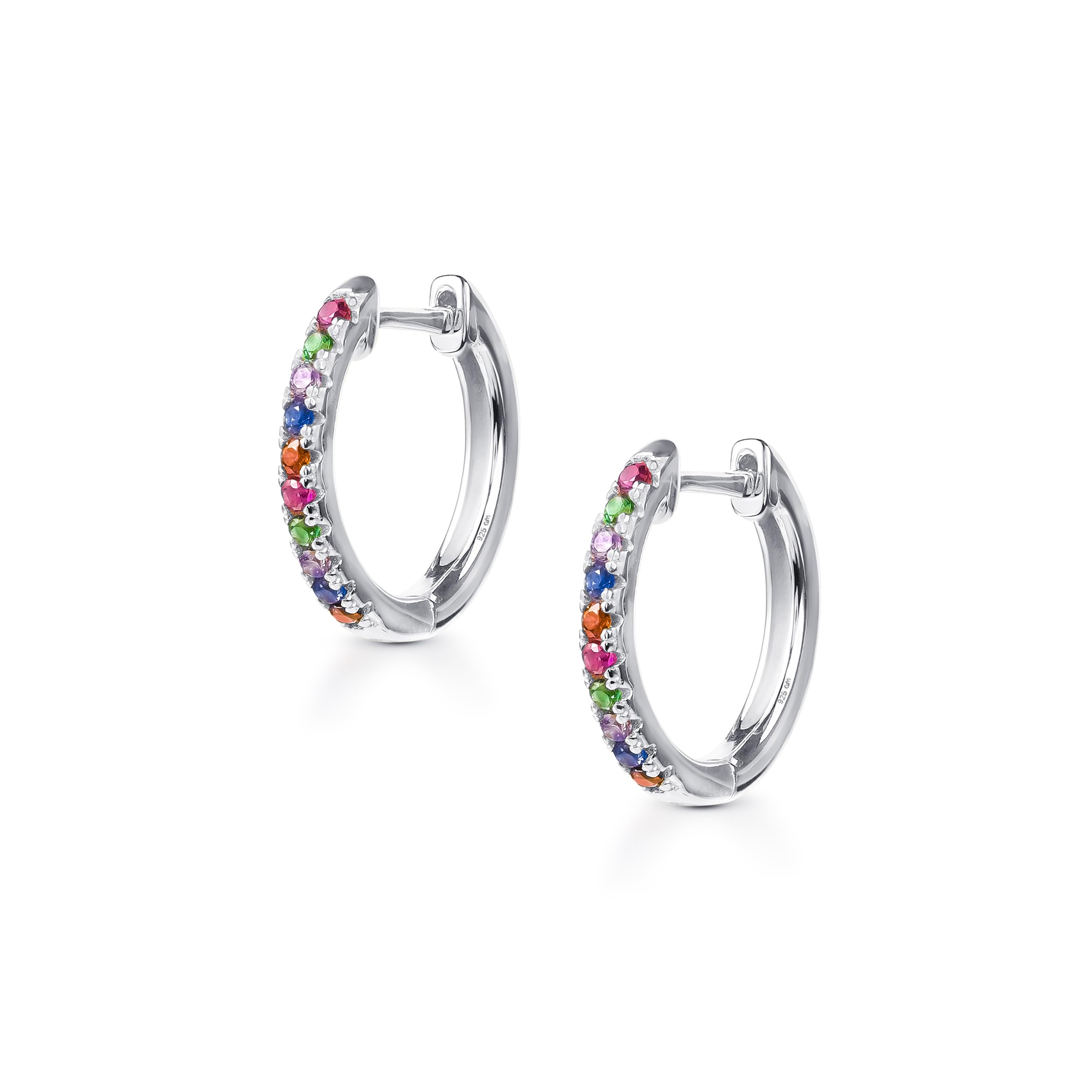 AmbertaLumini Pendientes de Aro de Colores para Mujer en Plata de Ley 925