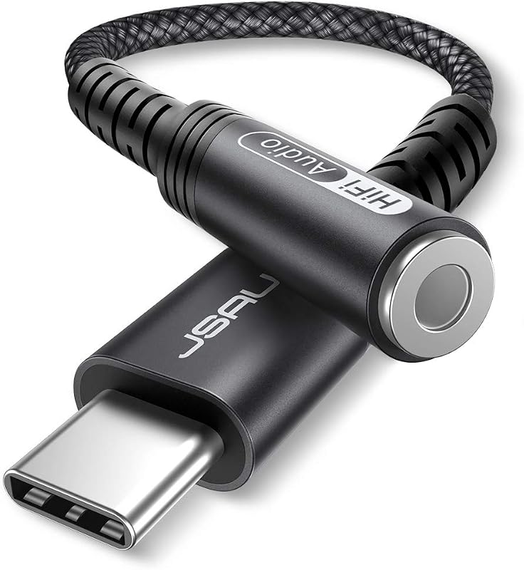 Adaptador de audio JSAUX USB C a AUX de 3,5 mm para iPhone 17/15, Galaxy S25, negro | Smart DAC ofrece audio claro de 16 bits/48 kHz; admite micrófono, llamadas y volumen para iPhone 17/16/15, Galaxy S25/S24, Pixel 9