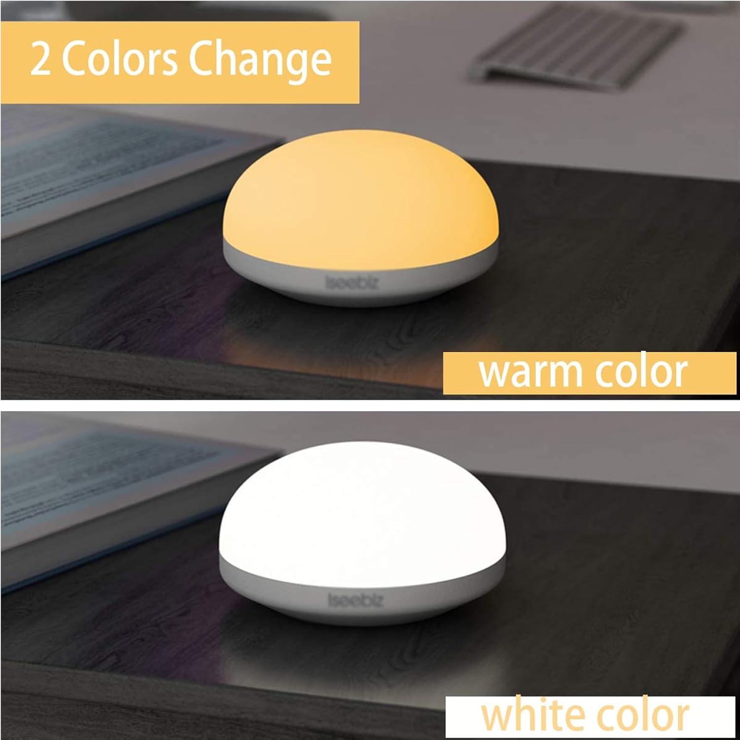 Night Light Touch Lamp Bedside Table Wireless Rechargeable LED Control Smart Bedside Lamp for Breastfeeding Portable Baby Nursery Lamp Eye Protection Indirect Lighting 2 Colors