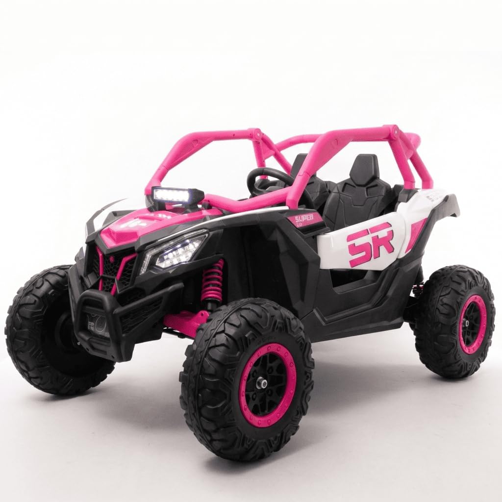 WITIT Auto Automobile ELETTRICA Radiocomandata ATV Buggy off-Road per Bambino Bambina Bambini XSDU-808 24V 7Ah Arancione o Rosa 4 Motori, Bluetooth, USB, LED, Telecomando, carico Max 30 kg (Rosa)