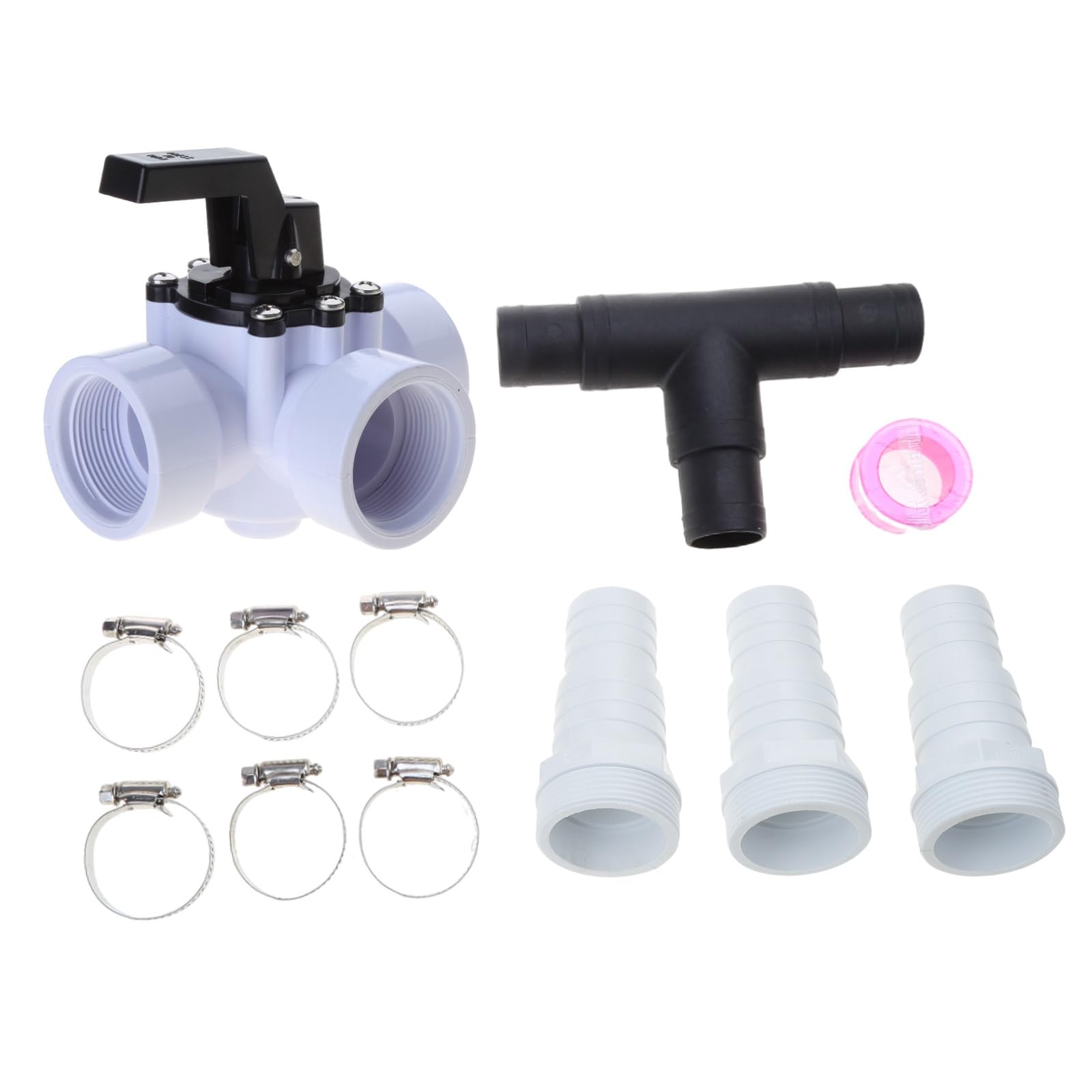 Adaptador de manguera hembra de 3 vías con abrazaderas de manguera para desviador de piscina de jardín