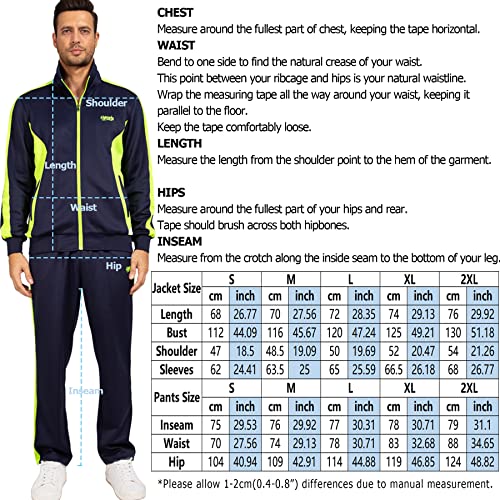 November's Chopin Casual Sweatsuits For Men 2 Pieces Sets With Zip Hiking Fishing Sports Apparel Suits Navy Blue Green Large #TOP5