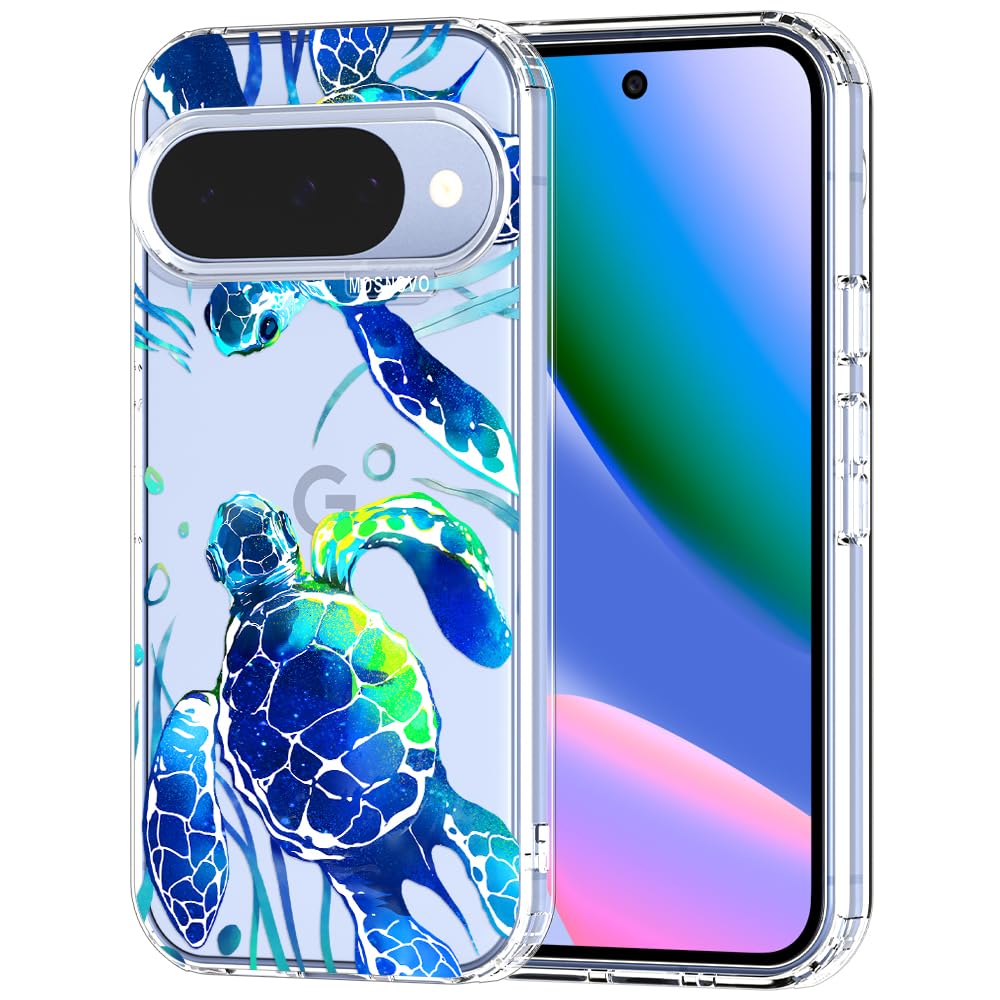 MOSNOVO Case for Google Pixel 9 & Pixel 9 Pro, [Buffertech 6.6ft Military-Grade Drop Protection] [Anti Peel Off Tech] Clear TPU Bumper Phone Case Cover Design - Great Wave — view 26