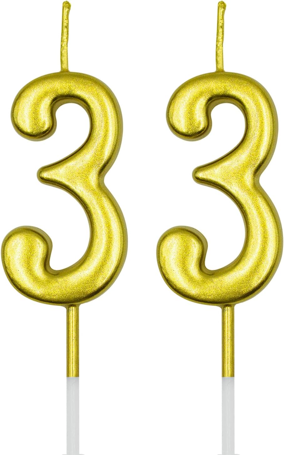 33rd Birthday Candles, Gold Number 33 3 Candle for Cake, Happy Birthday Cake Topper Decoration for Birthday Anniversary Celebration Party Supplies