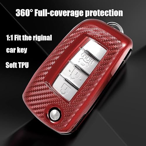 Miniatura 8 de HIBEYO Funda protectora para llavero Nissan Rogue Rogue Select Rogue Sport Sylphy Pulsar Sentra Flip plegable de 3 botones con llaveros, accesorios