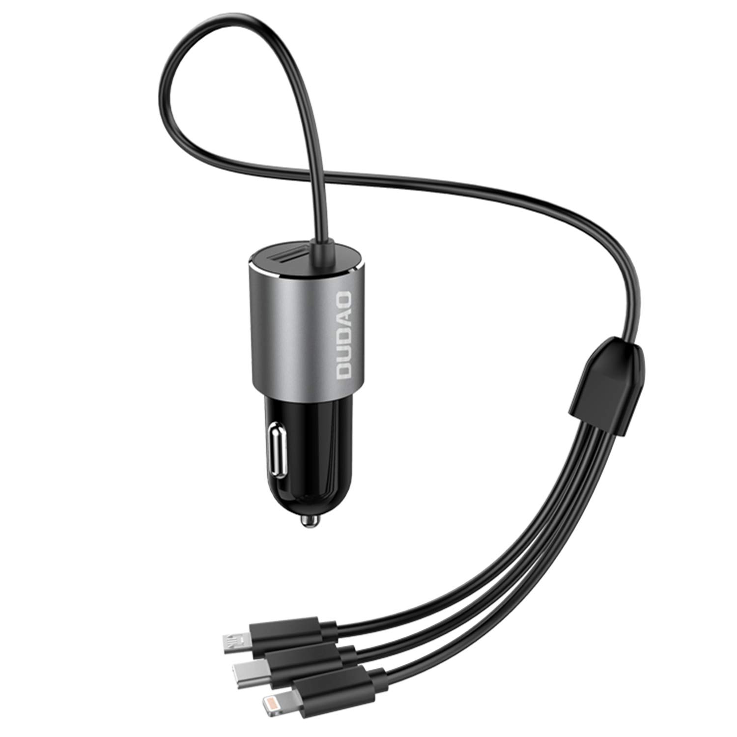 DUDAO R5PRON Premium Car Charger Metallic Body 3.4A Super Fast car Charger Attached 3 in 1 Cable Additional one USB Port Qualcomm 3.0 Car Adapter Compatible iPhone & Andriod All Type Devices (B09186BBSQ) Amazon Price History, Amazon Price Tracker
