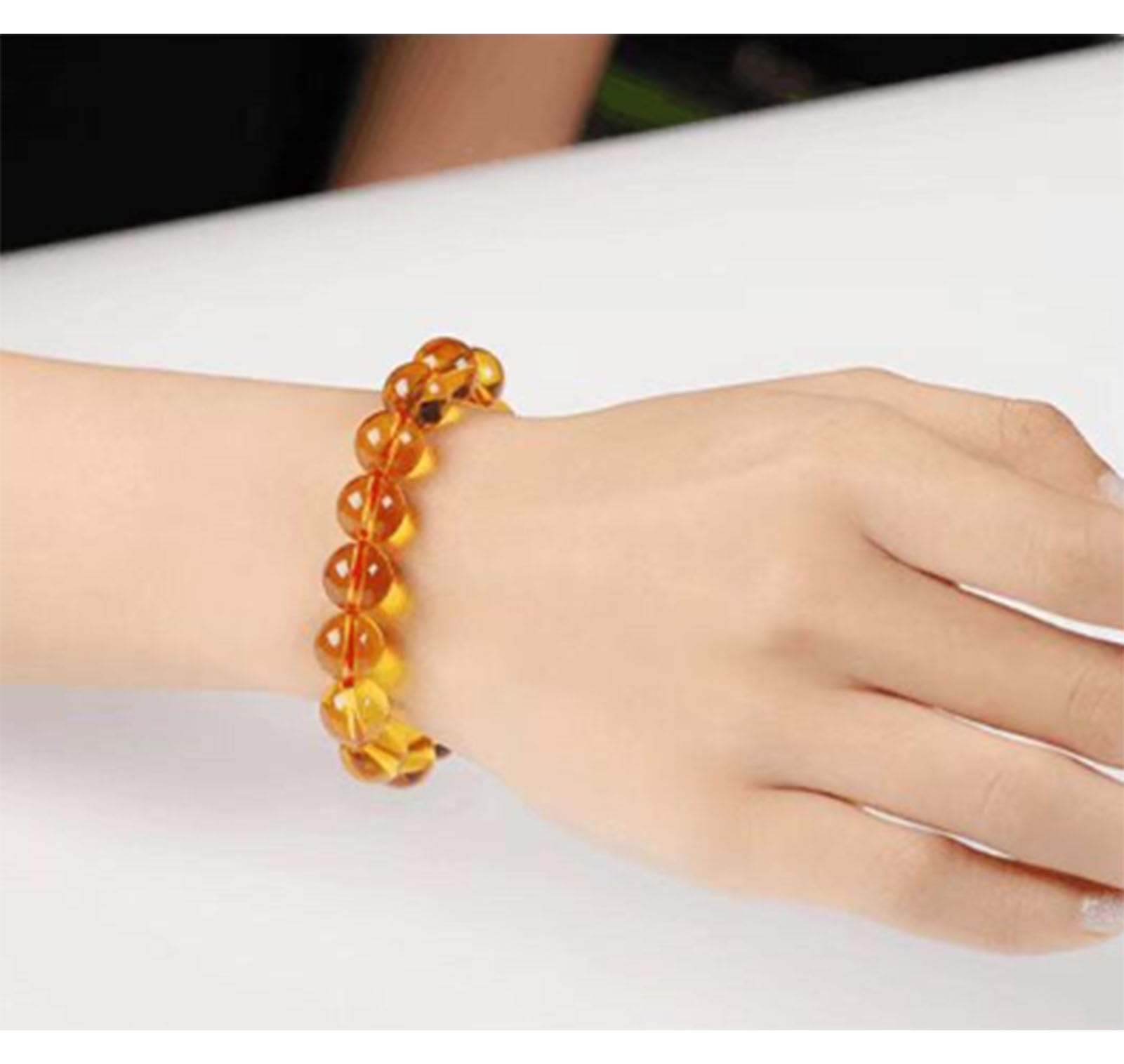 Handgefertigte Naturstein-Armbänder für Damen und Herren, Citrin-Kristall | Heilende Chakra-Energie, spirituelle Kristall-Stretch-Edelstein-Armbänder für Urlaub, Geburtstag, Schmuckgeschenke