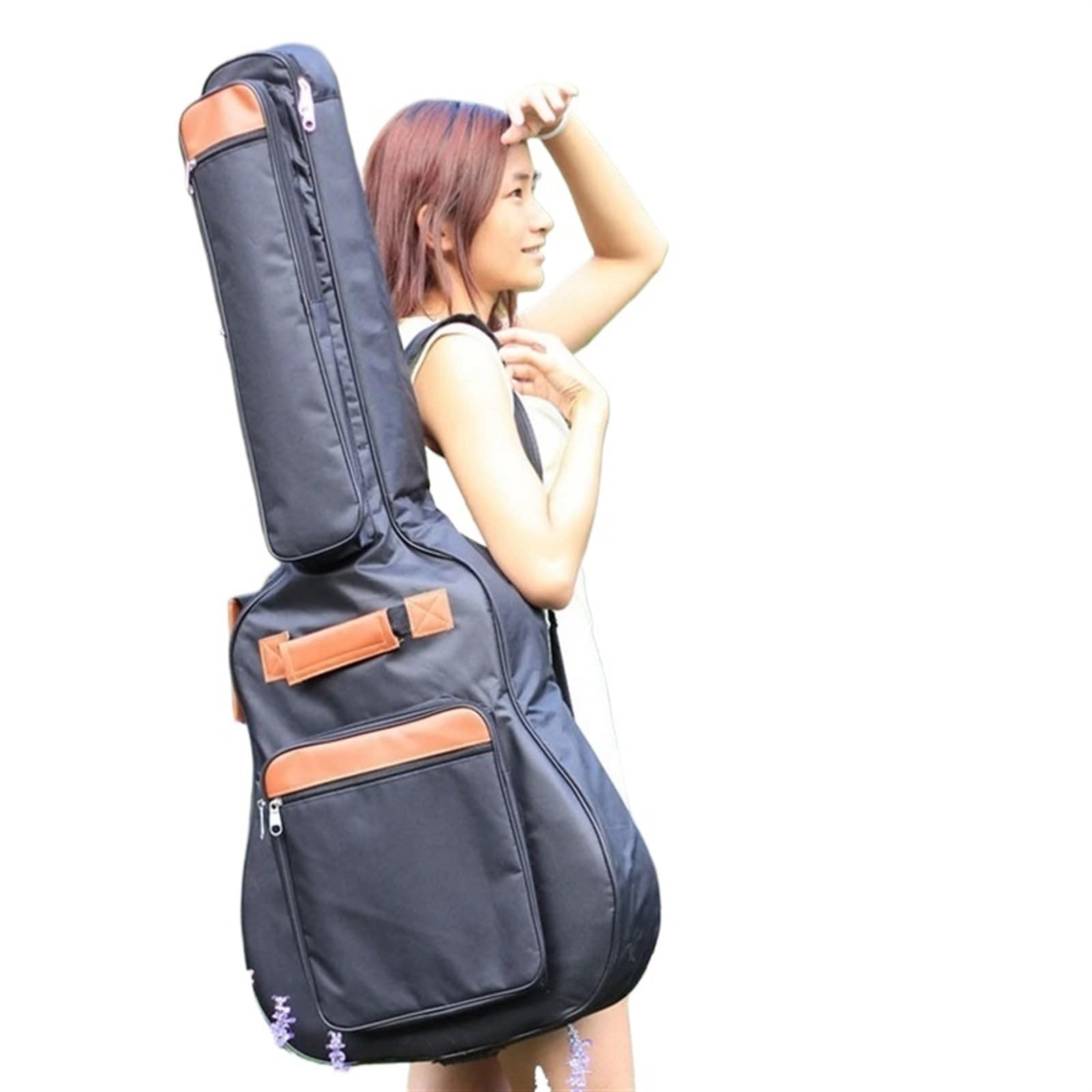Funda para Guitarra Bolsa for Guitarra acústica de 40/41 Pulgadas, Resistente al Agua, Funda for Mochila Viaje, Duradera, con Almohadilla algodón Grueso, for Llevar a Mano(Brown)