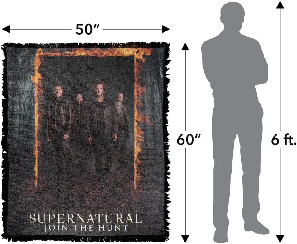 LOGOVISION Supernatural Blanket, 50"x60" Fire Frame Woven Tapestry Cotton Blend Fringed Throw