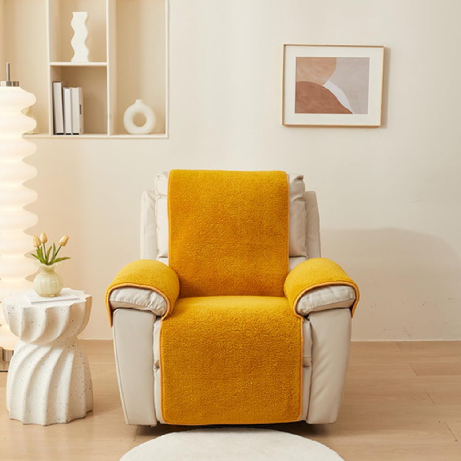 Armrest Protector Plushie Lambswool Sofa Armrest Covering Recliner Protector for Home with and Pet Slip Thick Lambswool Slipcover