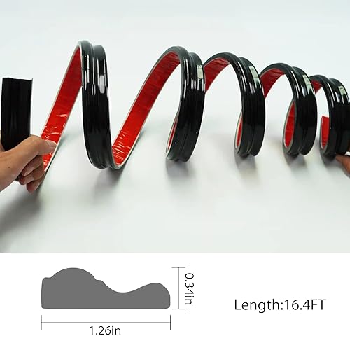 Miniatura 2 de W&S - Moldura de pared flexible para riel de silla, color negro puro, tira de calafateo autoadhesiva para borde de pared, techo, marco de puerta,