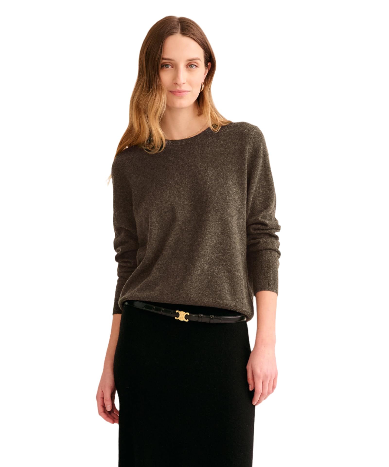NAADAM Women's The Original Cashmere Crewneck Sweater, Olive, XL