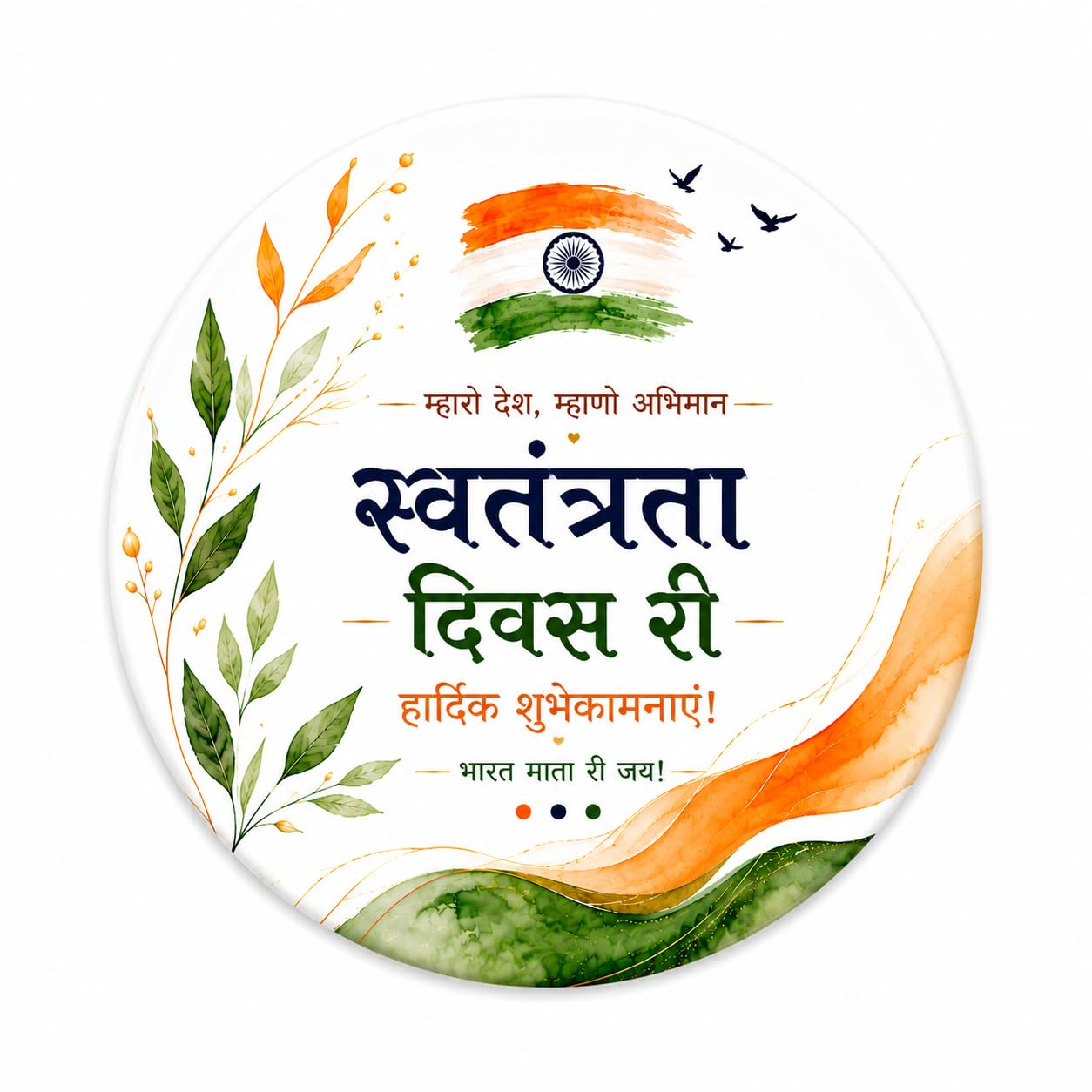 Bharat Independence Celebration in Rajasthani 58mm Pin Badge | Independence Day Pin Badge | 15 August Indian Flag Pin Badges for Indians, Schools, College, corporate events, NGOs.-picture-39