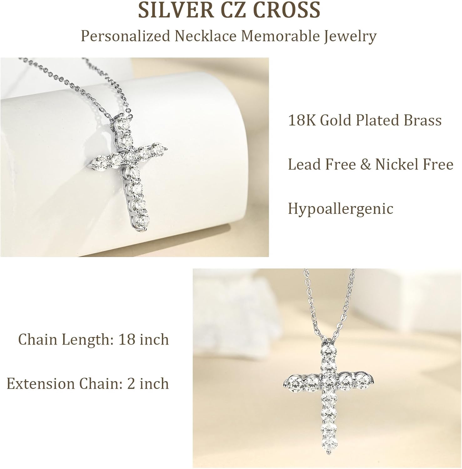 Cross Necklace for Women, Christian Gifts for Her, Moissanite Cross Pendant, 925 Sterling Silver Necklaces - Image 7