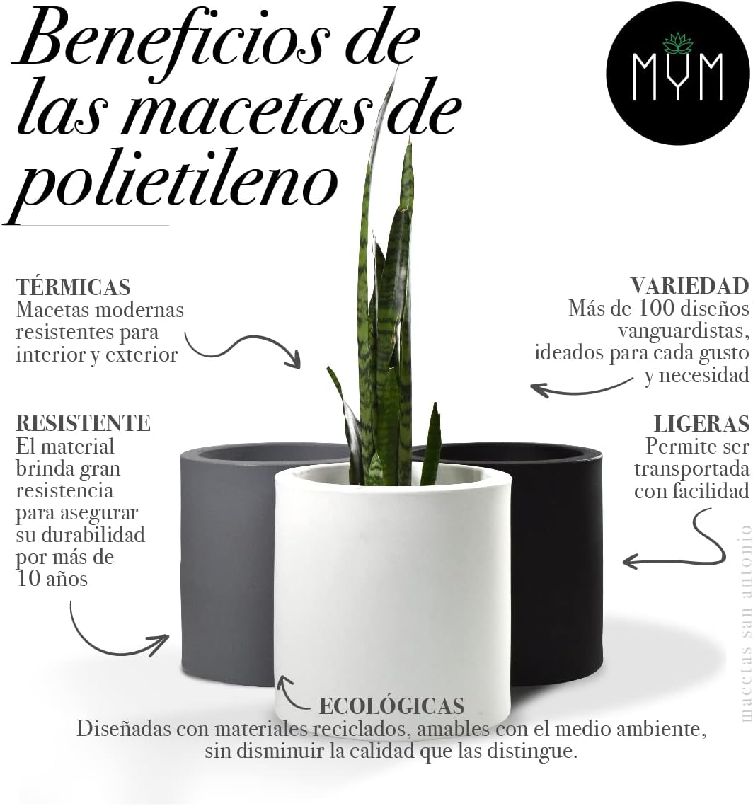 MYM | Modern Cylinder Shaped Pot with Gold Metal Base for Indoor and Outdoor Grey
