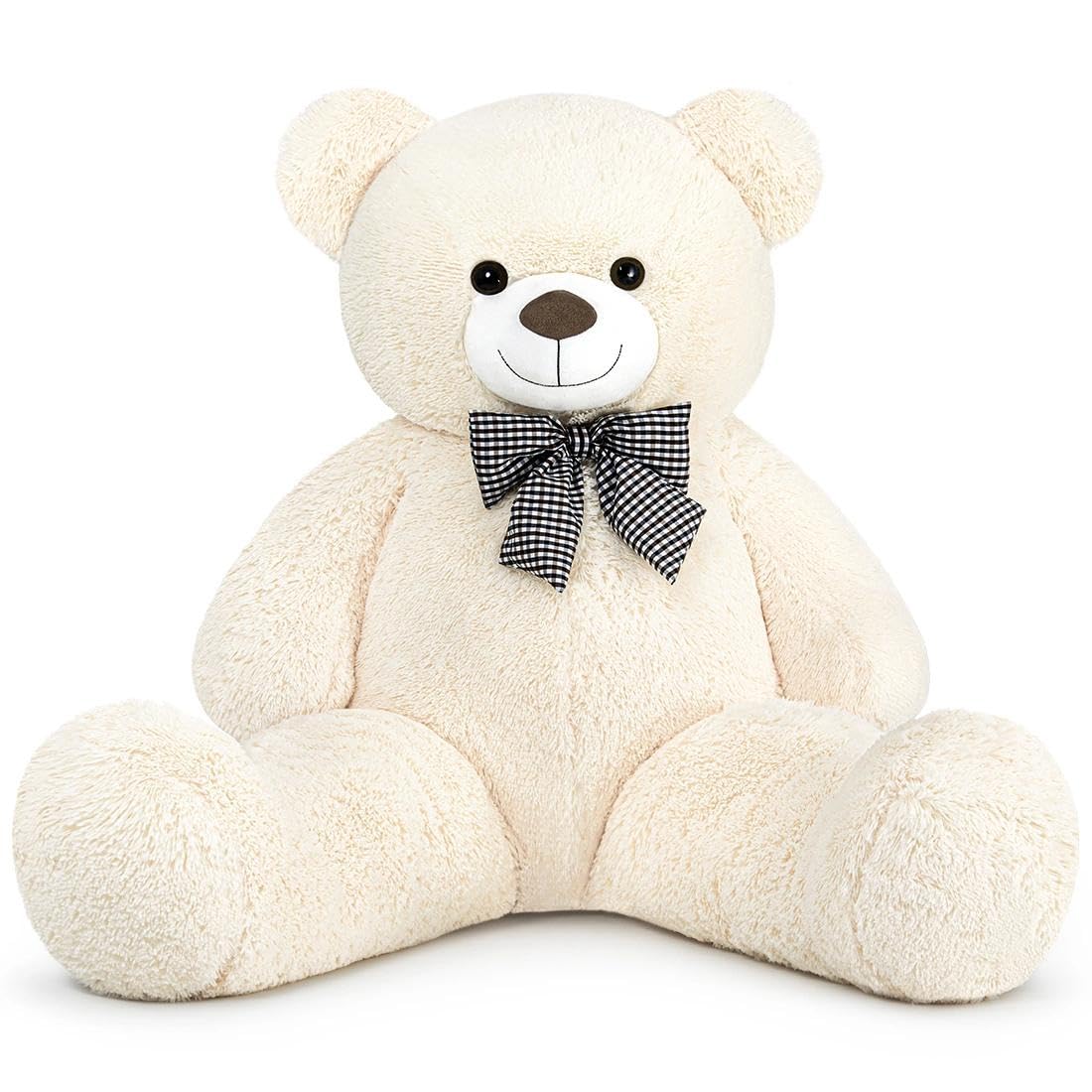 SNOWOLF XXL Teddybär 120cm Riesen Weiches Spielzeug groß Stofftier Plüschtier Plüschbär Kuschelbär Teddy Bär Geschenk (1.2m, Beige)