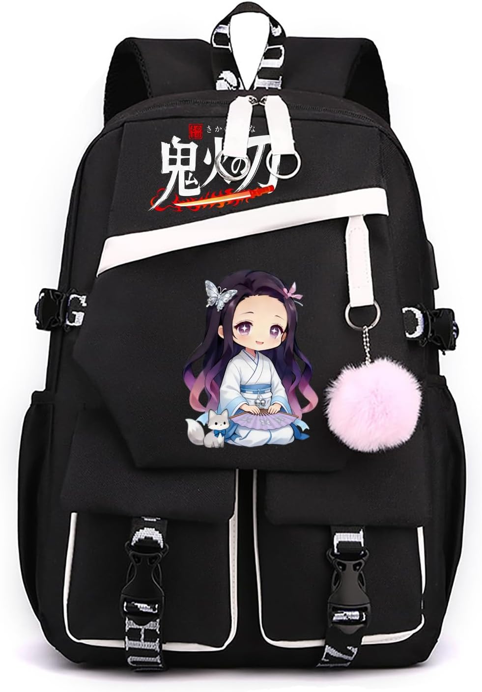 ZJYJING Japanese Anime Backpack for Girls Teen Cute Cartoon School Backpack for Elementary Middle Students Bookbag (Pink-Z)