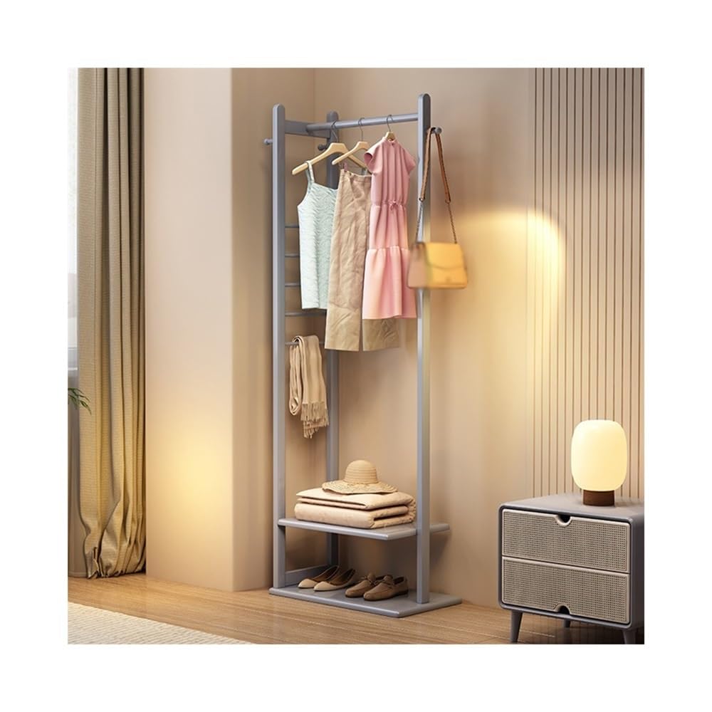 GLigeT Garderobenständer Massivholz-Garderobenständer, Boden-Schlafzimmer-Kleiderständer, Wohnzimmer-Lagerregal, einfacher vertikaler Balkon-Kleiderständer Jackenständer(Walnut)