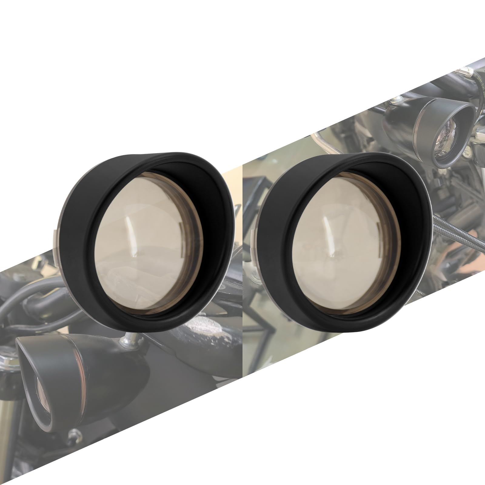 HCmotorku Motorcycle Bullet Turn Signals Lens Cover with Visors Bezels Fit for Harley Dyna Sportster Softail Touring Street Glide Road King 2000-2025 2pc (Black Housing Smoke Lens)