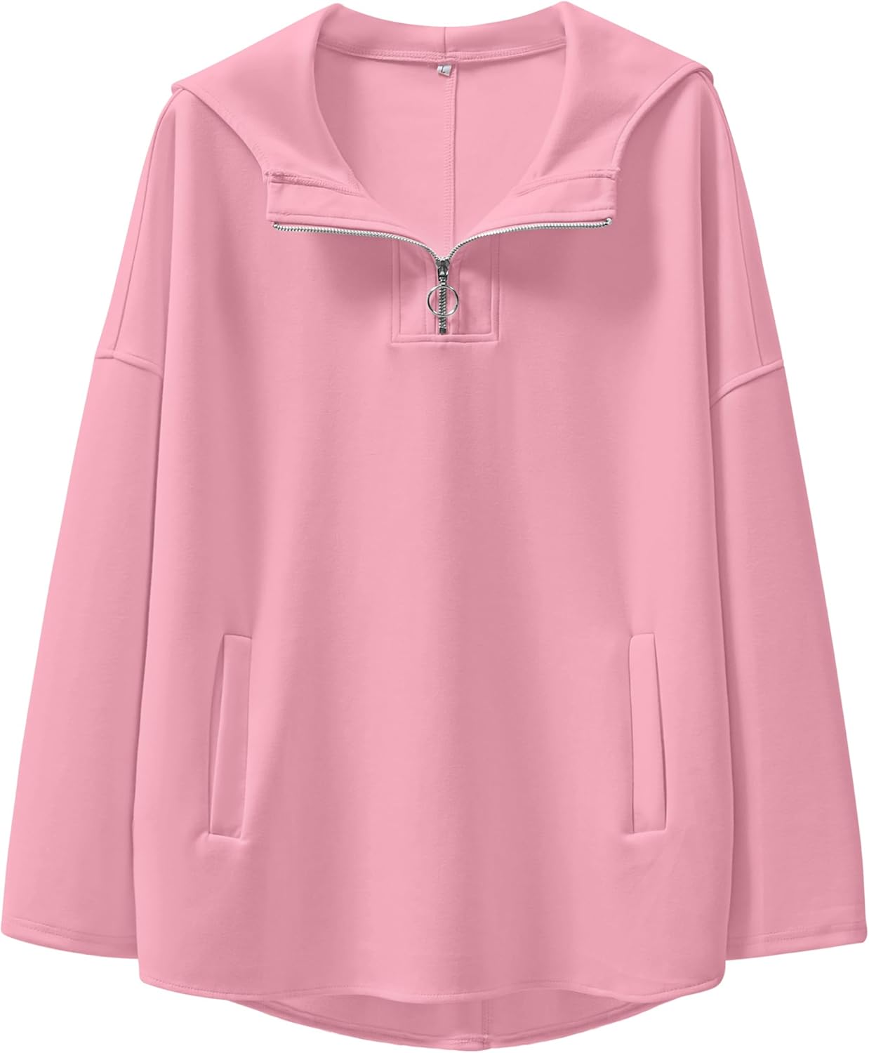 ANRABESS Womens Oversized Hoodie Quarter Zip Sweatshirts 2025 Fall Winter Tunic Pullover Top Trendy Teen Girls Preppy Clothes