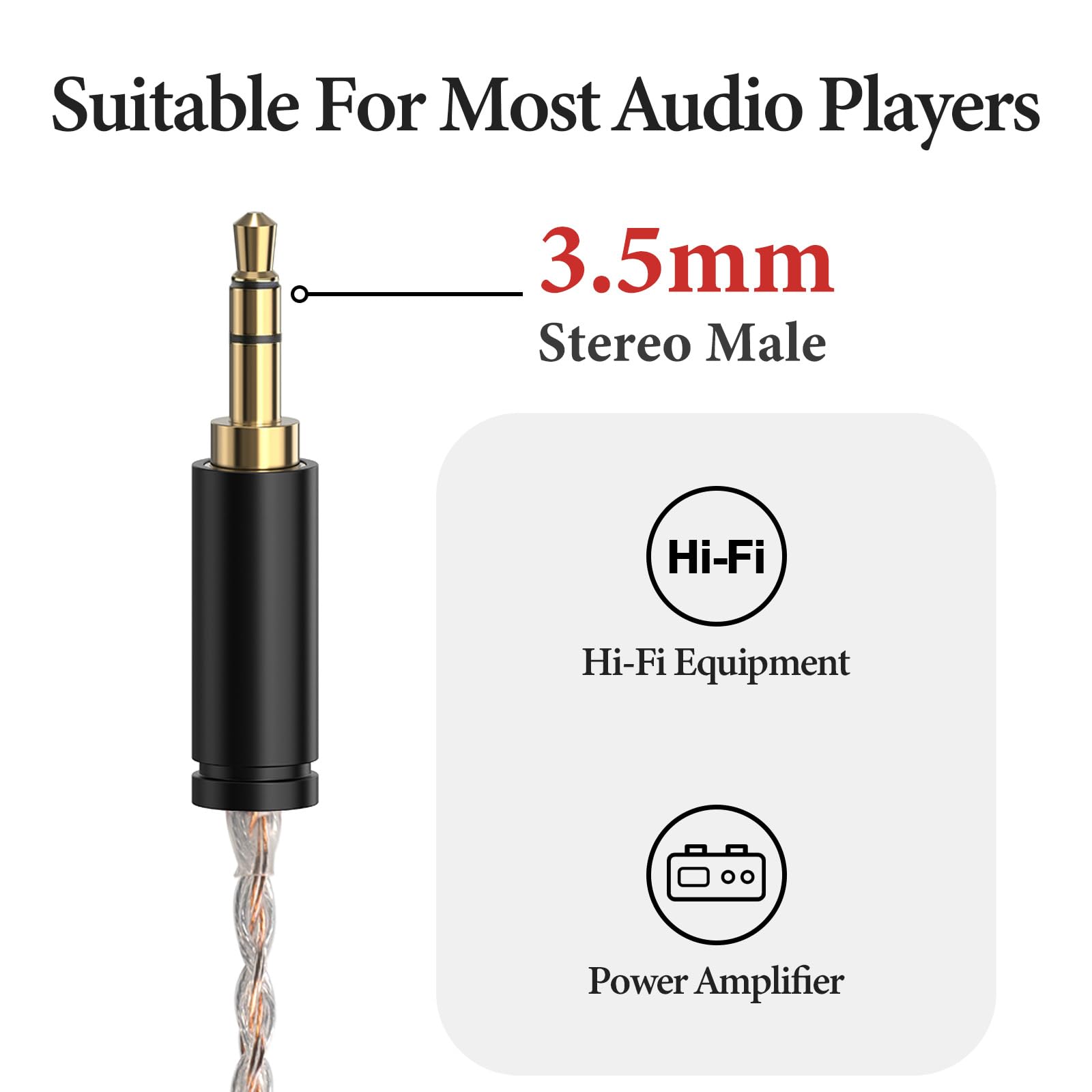 Geekria Apollo Cable de mejora HiFi trenzado de cobre chapado en plata para auriculares Sennheiser HD700, cable de reemplazo para audiófilos con adaptador de 3,5 mm a 6,35 mm, 1,3 m (4,3 ft)