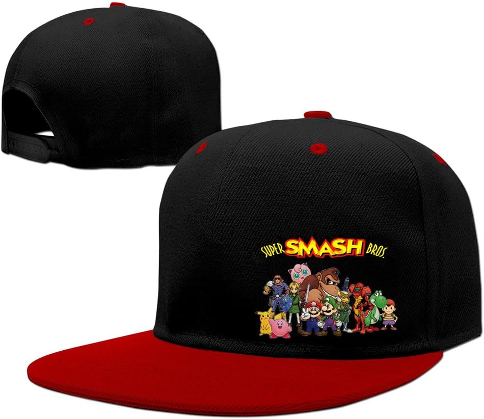 Super Smash Bros. Melee Baseball Adjustable Hip Pop Cap Baseball Hat Unisex,Men and Women Red