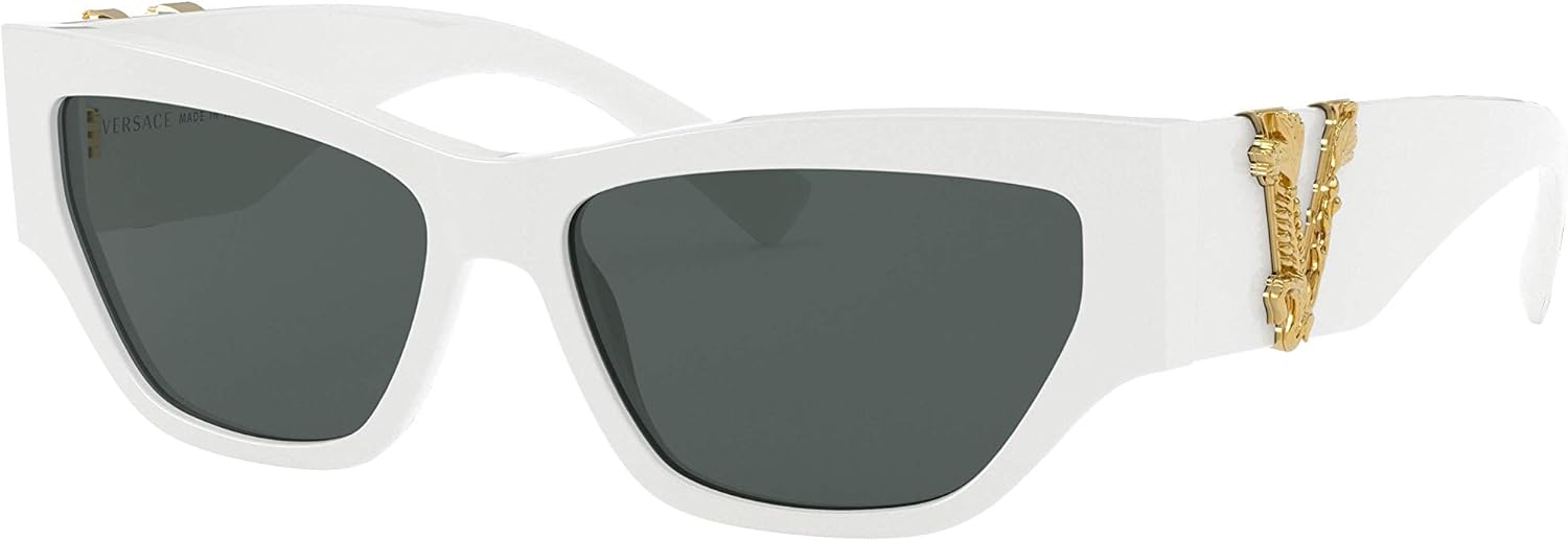 Versace Gafas de sol para mujer marco blanco lentes gris oscuro 2205in Blanco