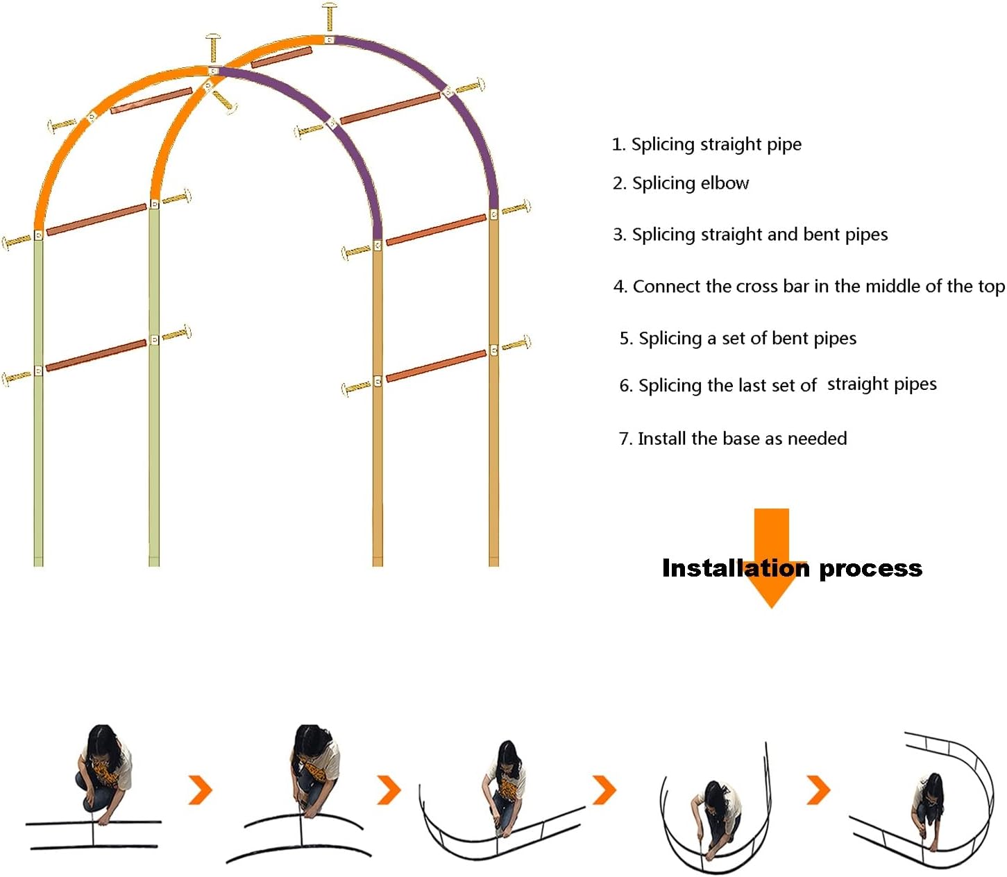 Garden Arch, Support Archway, Backyard Garden Climbing Frame, Metal Hutch and Weatherproof Plant Climbing Support, Roof/Entrance/Villa (Color : White, Size : 80x200x40CM)
