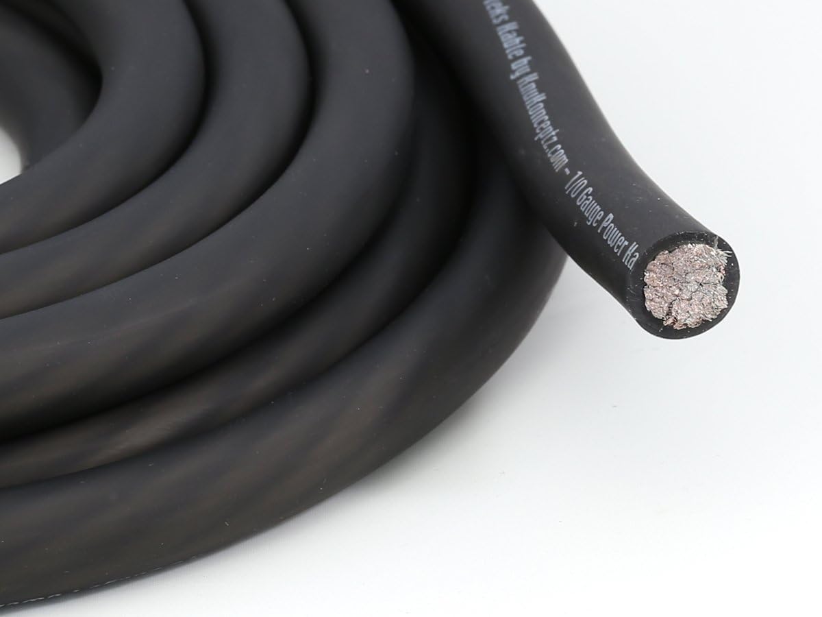 Kolossus Flex Kable OFC 0 Gauge Power Wire Copper Cable Black (10 ft) 1/0 AWG