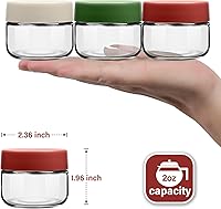 Vista 2 de EONJOE Recipientes de vidrio de 2 onzas para salsas, mini tarros de condimentos con tapas, accesorios para lonchera, paquete de 6