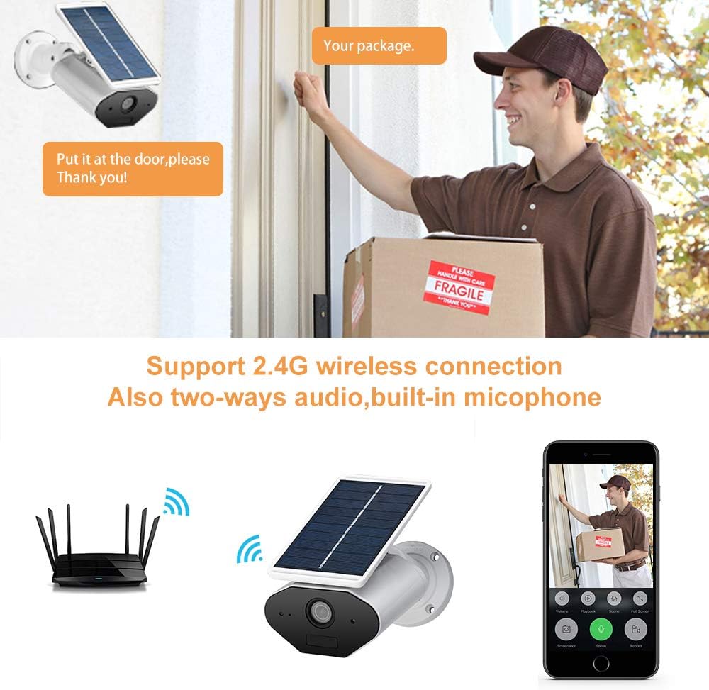ViewZone Solar Powered Security Camera L4, With 6400Mah Rechargeable Battery Solar WiFi Camera, Waterproof Outdoor Wireless Security Battery Camera, Multi-Users, Motion Detection Alarm