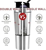 Vista 5 de VALESKA Botella agitadora de proteínas de acero inoxidable, 27.0 onzas líquidas, aislada, a prueba de fugas, sin BPA, senderismo