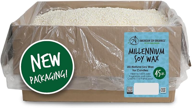 American Soy Organics Millennium Wax Beads para hacer velas DIY, 45 libras