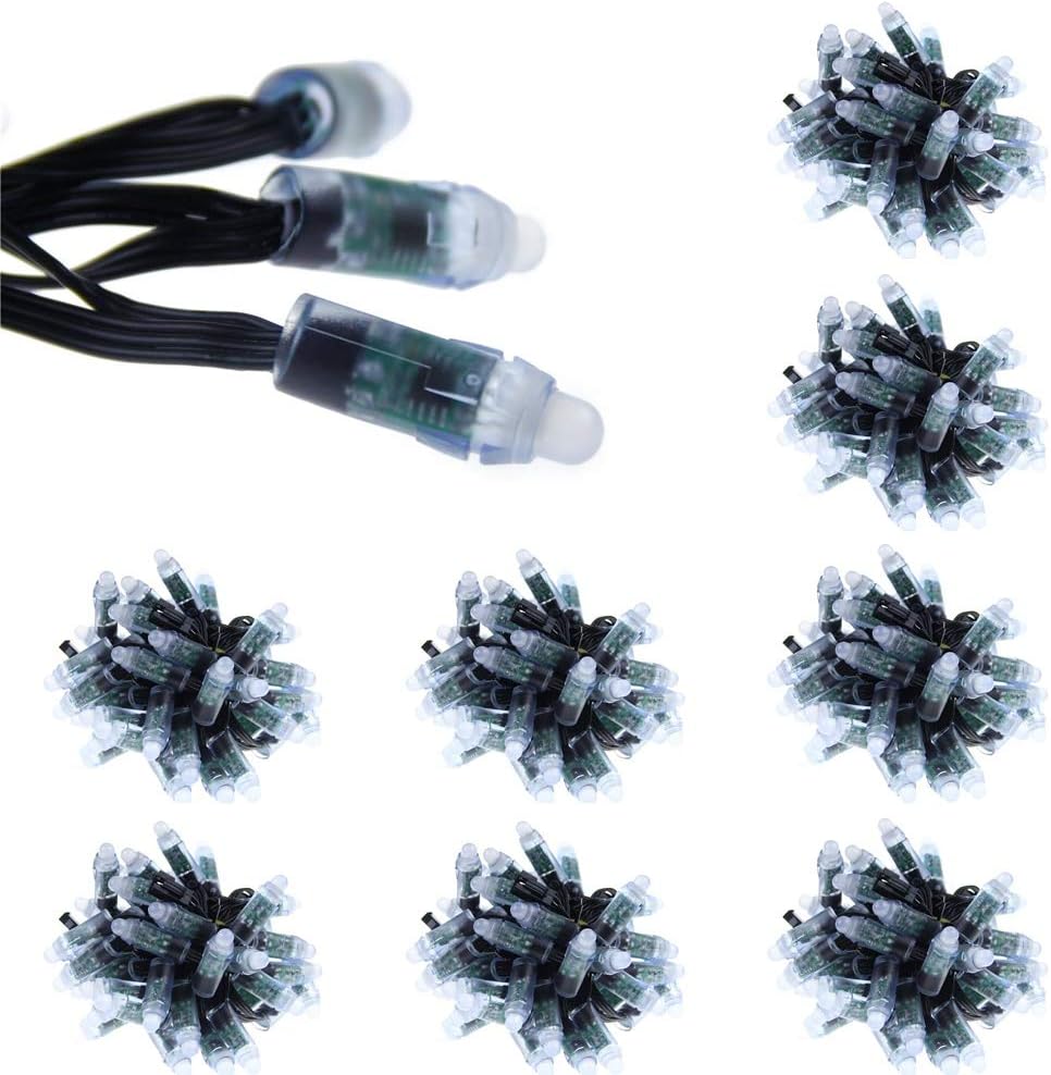 Alarmpore 500-Pack 500pcs Black Wire WS2811 LED Pixel Digital Full Color Character String Led Light Individual Addressable 12mm Round RGB Light P68 Waterproof 12V (12V Round)