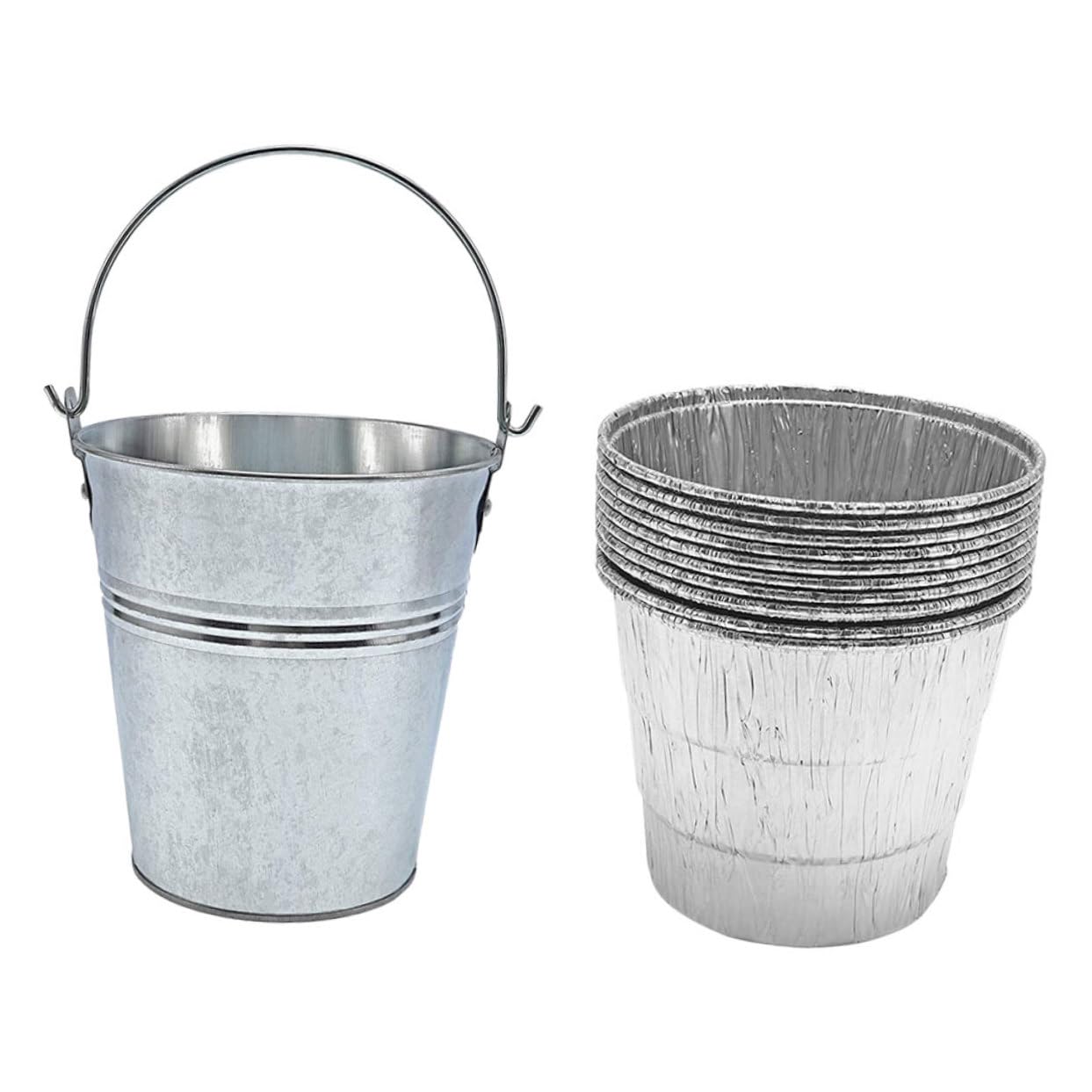 Abaodam Secchio Raccolta Grasso Barbecue Esterno Ferro Argento 10 Pezzi