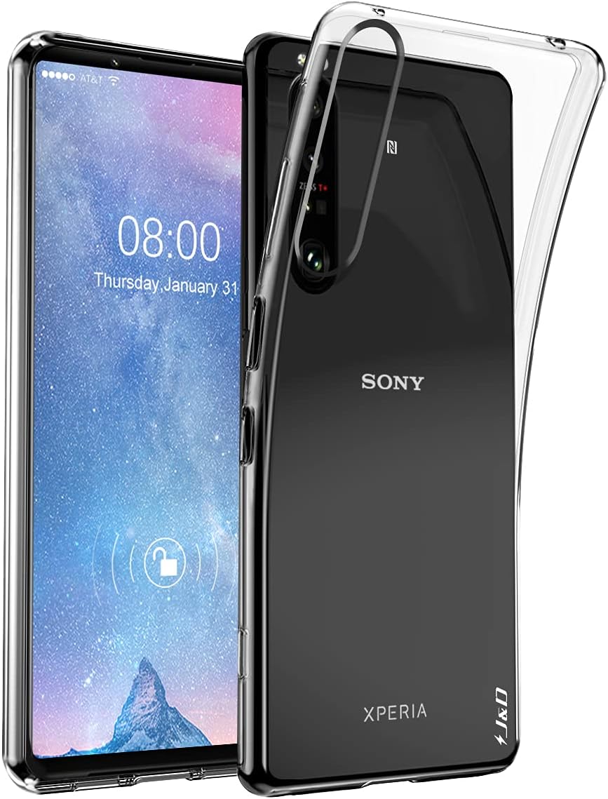 J&D Case Compatible for Sony Xperia 1 III Case, Ultra Slim Lightweight Clear Anti-Shock Protective Rubber Silicone Bumper Case for Sony Xperia 1 III Cover, Not for Sony Xperia 1 II, Transparent
