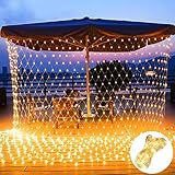 Kuataty LED lichternetz Außen 3x2m Netz 320 LEDs Lichtervorhang mit 8 Modi, IP44 Wasserdicht, Deko Lichterketten für Aussen & Innen für Weihnachten, Partydekoration, Innenbeleuchtung (Warmweiß)