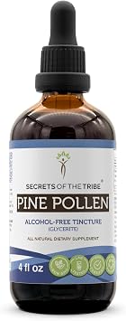 Secrets of the Tribe Pine Pollen Tincture Alcohol-Free Extract, Wildcrafted Pine Pollen Scots Pine, Pinus sylvestris Dried Pollen 4 FL OZ