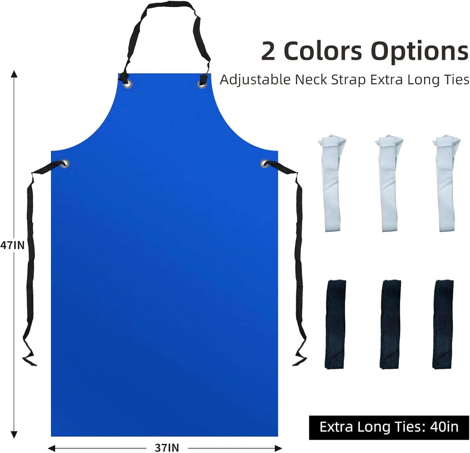 VICOGARD 2 Pack Waterproof Rubber Vinyl Apron 47 Inch Chef Aprons Heavy Duty Chemical Resistant Work Unisex PVC Aprons - Image 2