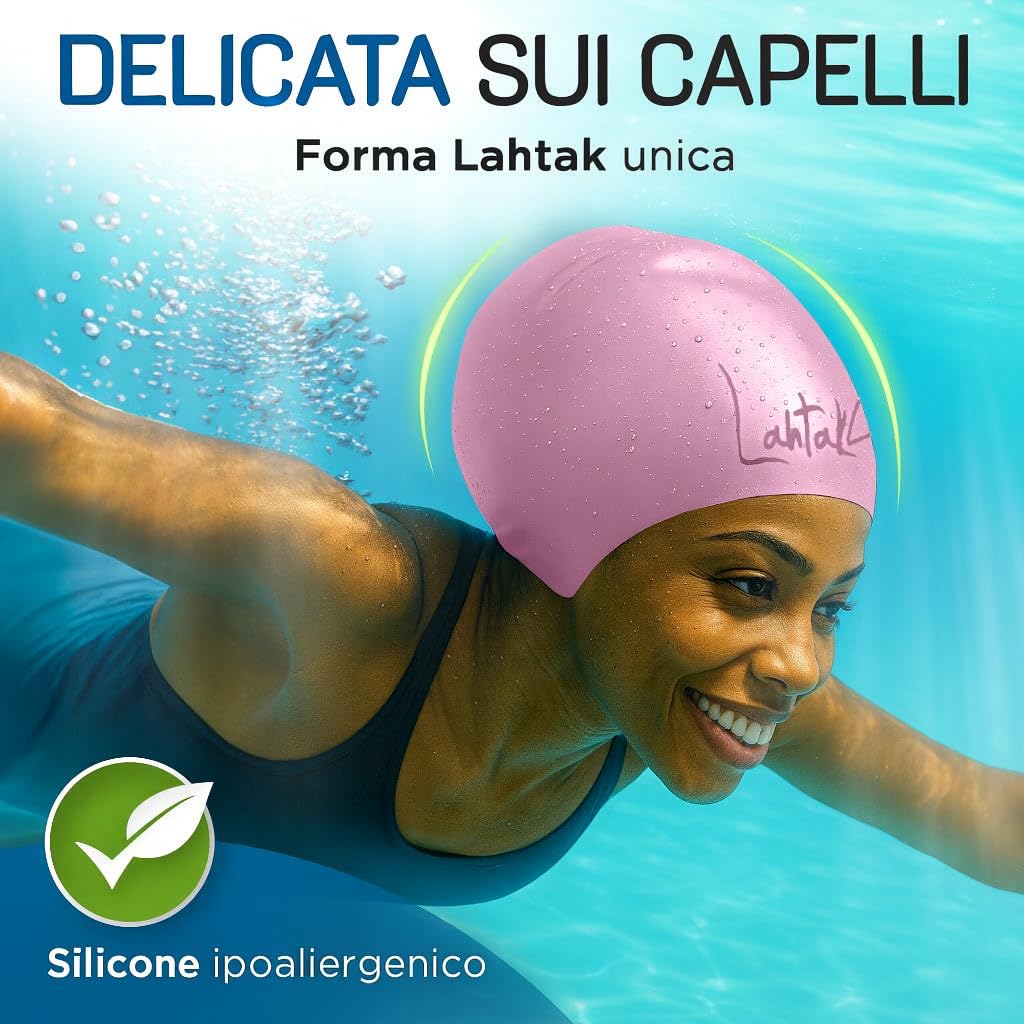 Cuffia Da Nuoto In Silicone Extralarge Per Capelli Lunghi – Unisex, Impermeabile, Comoda Per Ragazzi E Ragazze