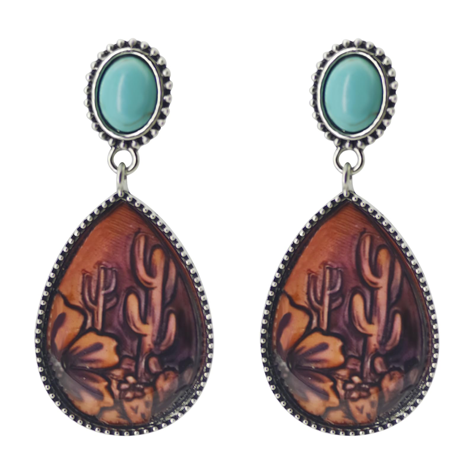 MEMFALL Western Earrings for Women Turquoise Cowgirl Earrings Country Concert Outfits Earring Western Jewelry for Women Dress