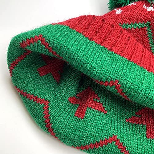 Boys Girls Winter Santa Hat Christmas Red and Green Warm Knited Hat Slouchy Xmas Beanie Hats for Kids 2-8 Years2