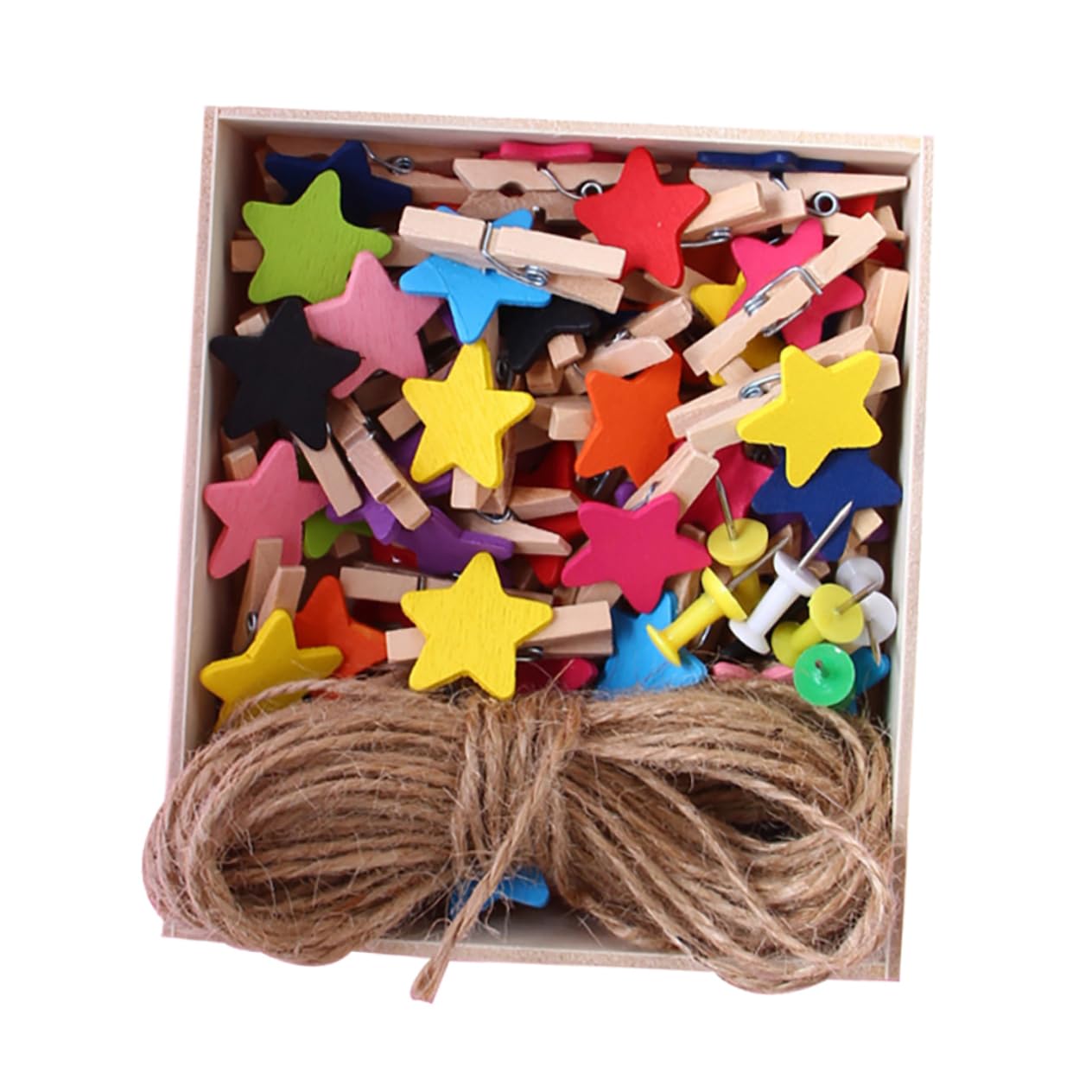 Cabilock 57Pcs Decorative Clips with Rope and Non Marking Nails for Photo Wall Decor Craft Projects and Holiday Parties