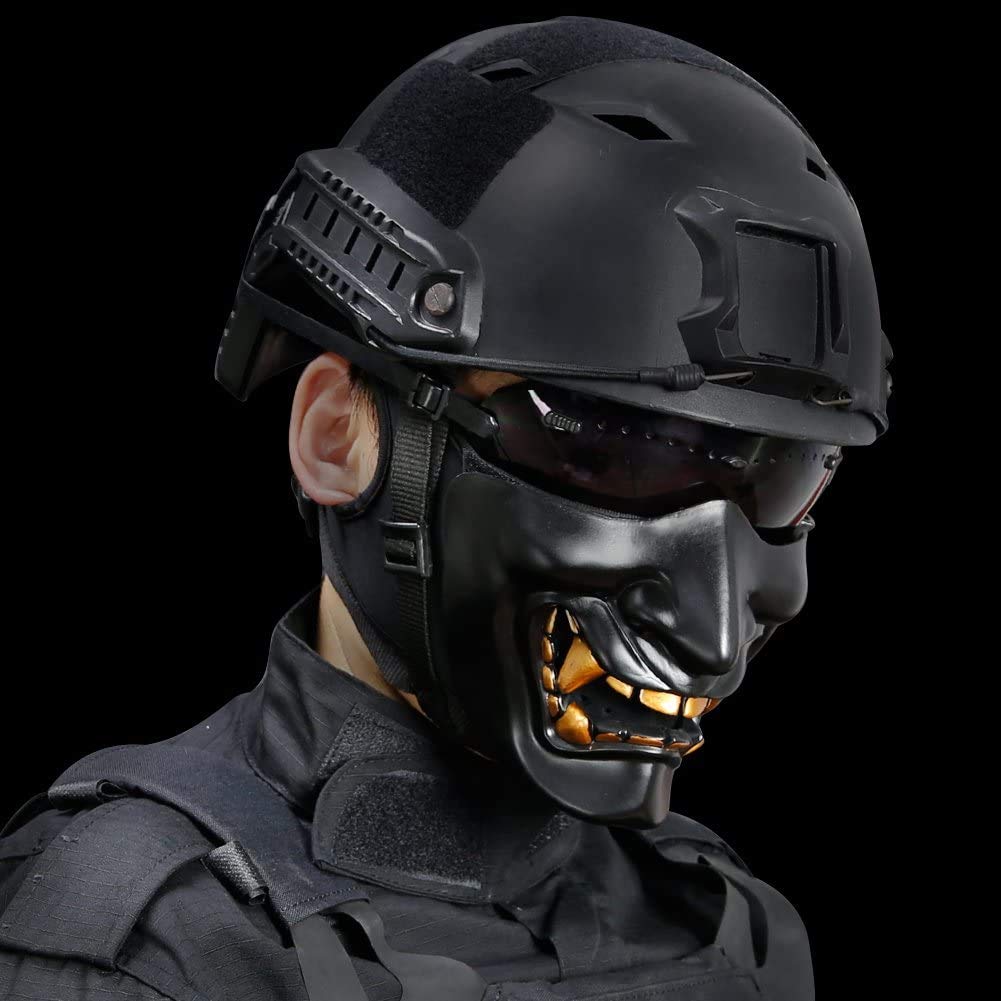 NC Półmaska złego demona Kabuki Samurai Prajna Ghost, na Halloween, Airsoft, półmaska do gry Cs War